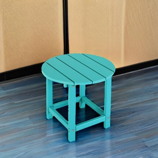 LZRS Round Adirondack Patio Side Table End Table, Outdoor Side Tables for Pat...