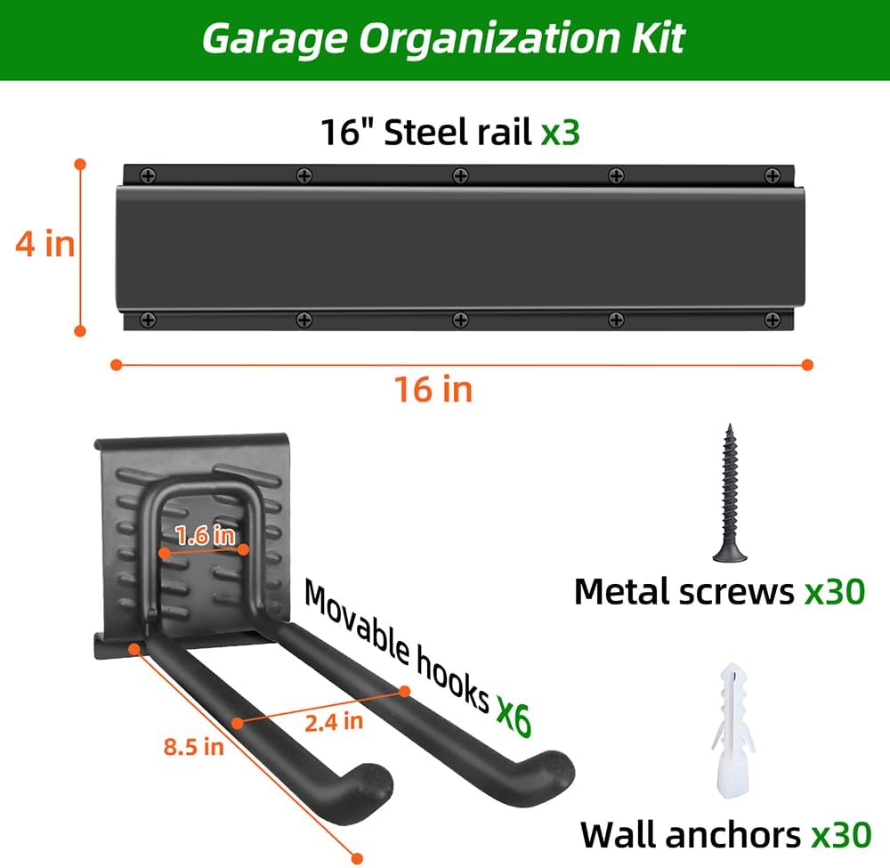 PIYILO Garage Wall Organizer, 48 inches Adjustable Garden Tool Organizer