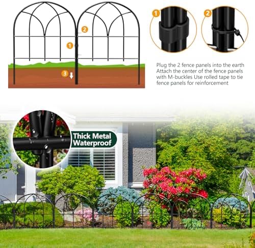 Decorative Garden Fence, 27.3 ft No Dig Flower Bed Border, 26 Pack