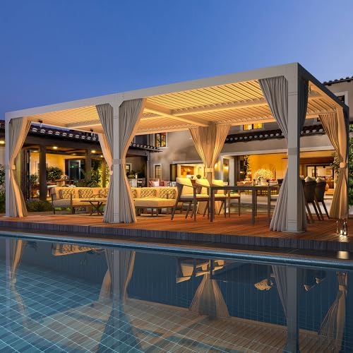 YOLENY Louvered Pergola 12x24, All Aluminum Pergola with Adjustable Rainproof...