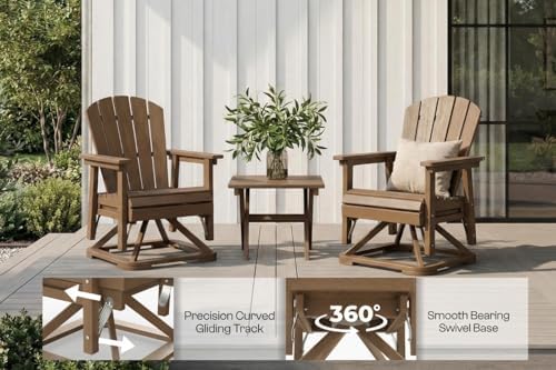Set of 2 Adirondack Swivel Glider Chairs, All-Weather HDPE Patio Glider Set f...