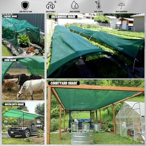 Cool Area Sun Shade Cloth with Grommets for Garden, 40% 20x30ft, Dark Green