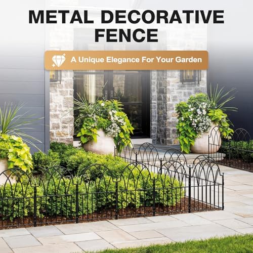 25 Pack Decorative Garden Fence Panels - 26.41Ft Arched Landscape Border with...