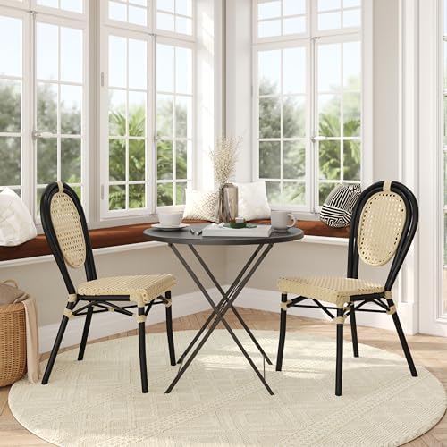 Flash Furniture Aluminum Indoor/Outdoor Stackable Chair, Natural, 2-Pack