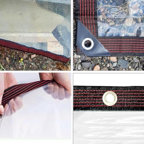 6.6X15FT Clear Waterproof Tarps Increase Grommets, 33FT Windproof Rope Heavy ...