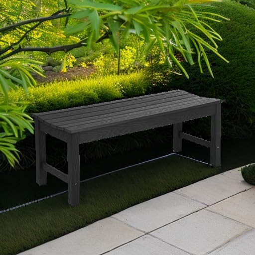 Stoog Outdoor Bench, 2-Person Patio Backless Bench, All-Weather HIPS Garden B...