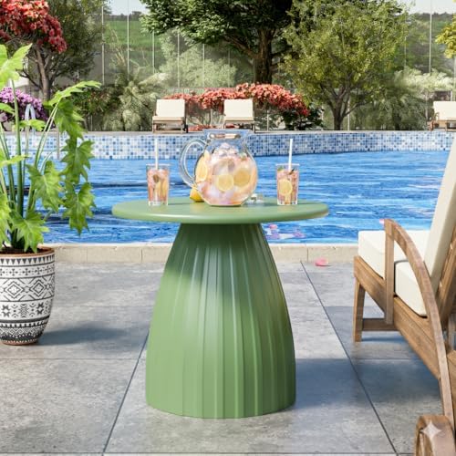 Round Small Patio Side Table Set of 2, Metal Steel Outdoor Side Table, Patio ...