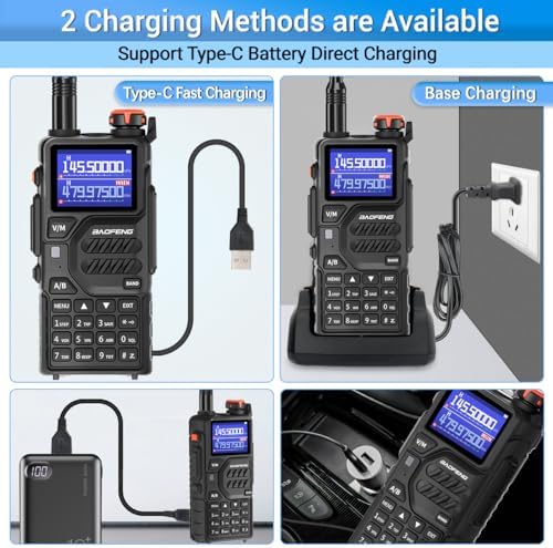 BAOFENG K5PLUS Radio Ham Radio 10W Rechargeable Walkie Talkies Long Range UV3...