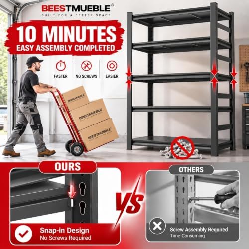Garage Shelving, Heavy Duty Adjustable Metal Shelves with Anti-Tip Device