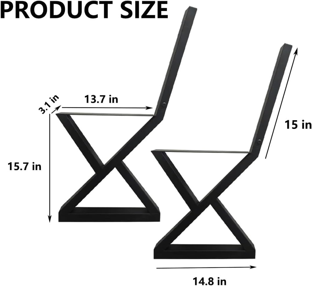 16" Triangle Bench Legs with Backrest Bracket, Set of 2