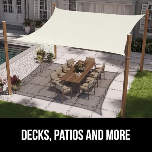 GORILLA GRIP Heavy Duty Sun Shade Sail for Outdoor Patio, 8x12 FT, Ivory