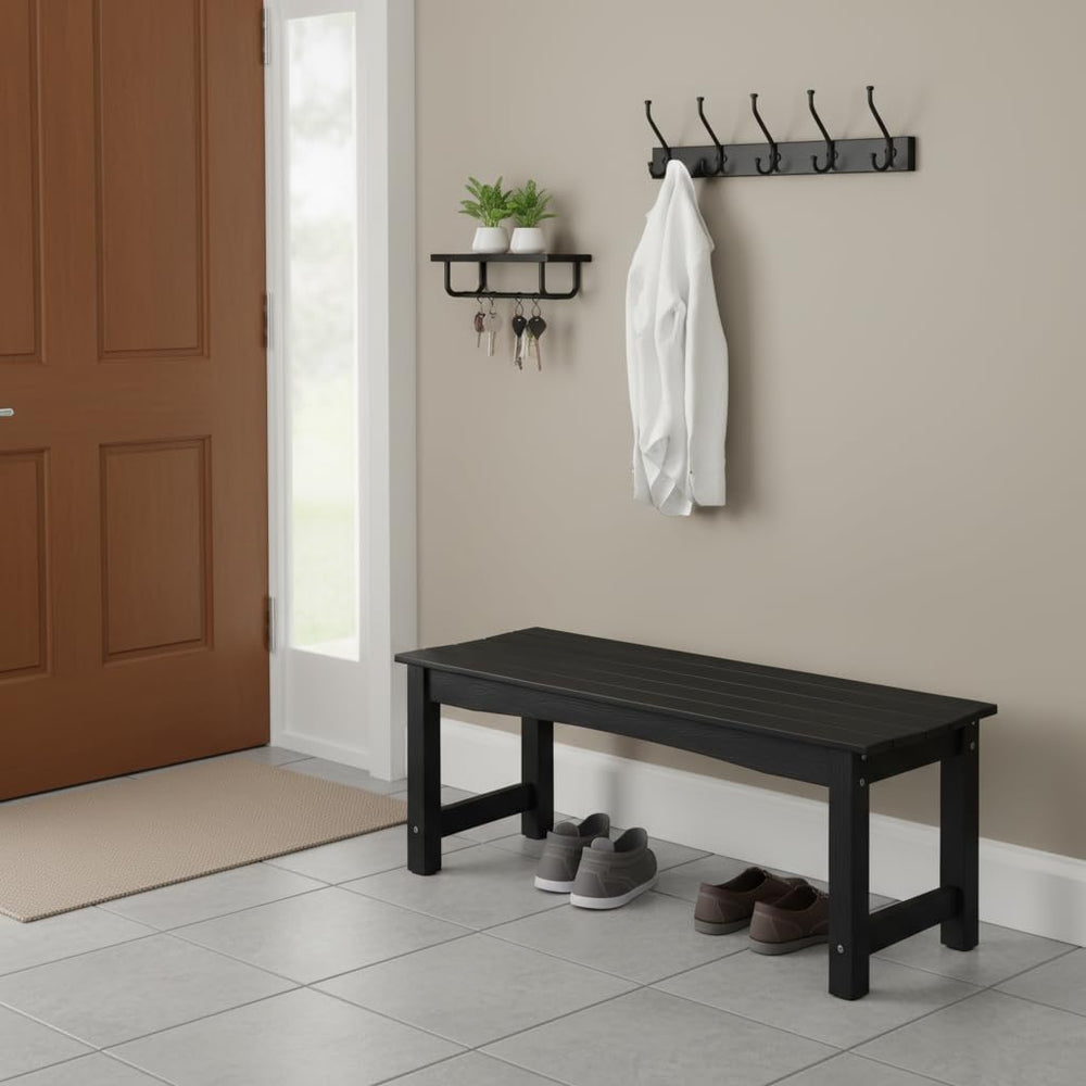 2-Person HIPS Outdoor Benches Weatherproof, Black