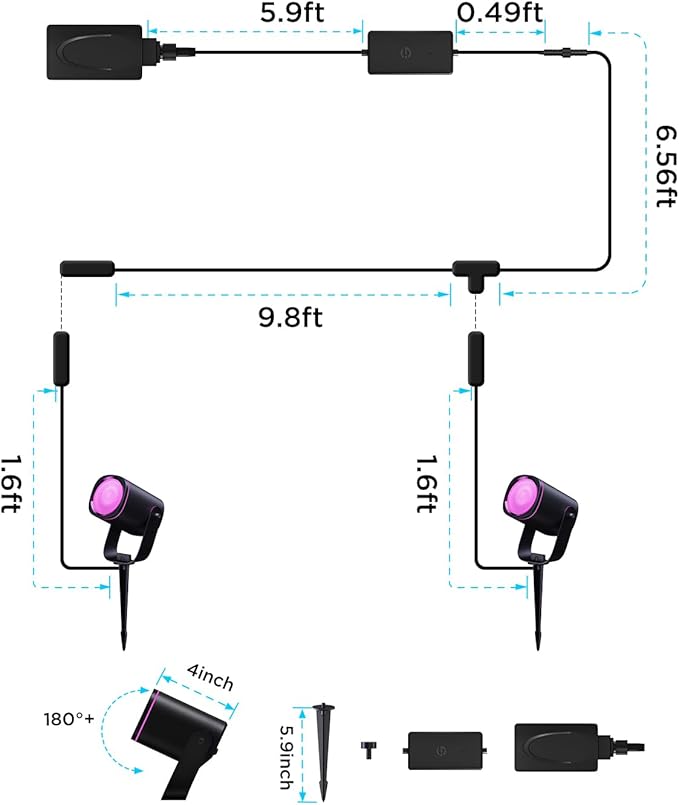 Govee Outdoor Spot Lights 2, IP67 Waterproof Spotlights, Landscape Lights Wor...