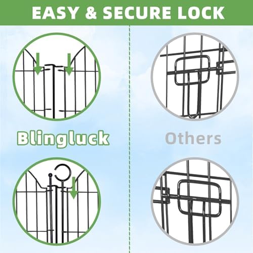 5 Panels No Dig Decorative Garden Fence with Gate, 32in(H) x11.8ft(L)