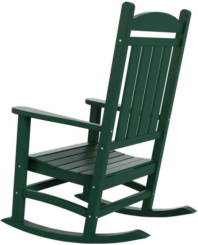 Oversized Outdoor Rocking Chair, High Back Porch Rocker Chair, HDPE All Weath...