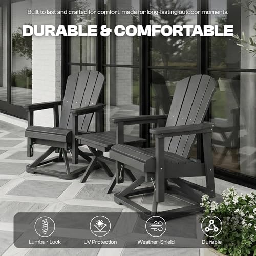 4-Piece Adirondack Swivel Glider Chair Set, Composite HDPE Outdoor Furniture ...