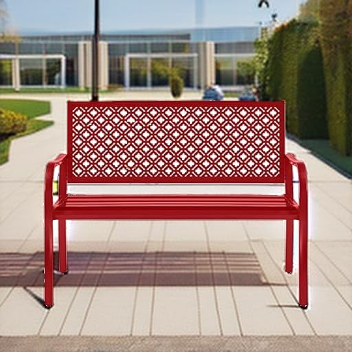 Best Choice Products Outdoor Bench 2-Person Metal Steel Benches Furniture for...