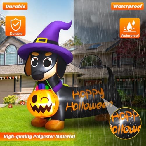 Danxilu Halloween Inflatables Outdoor Decorations 5 FT Dachshund Wiener Dog