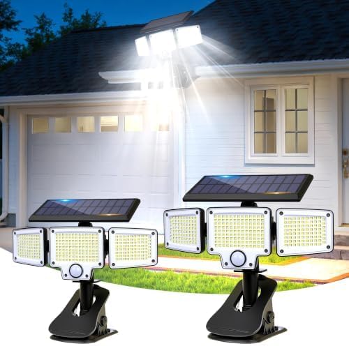 Clip on Solar Lights Outdoor,3000mAh Flood Lights with Motion Sensor,Remote