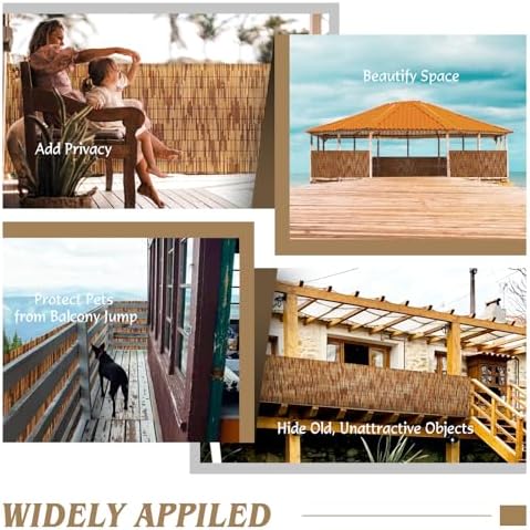 Natural Reed Fencing Roll 6FTx16.4FT Privacy Screen for Patio, Brown 1 Pack