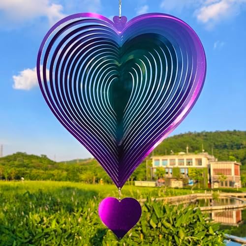 DJUAN 15in Large Heart Wind Spinner Garden Decor,Gifts for Women,Mom and Gran...