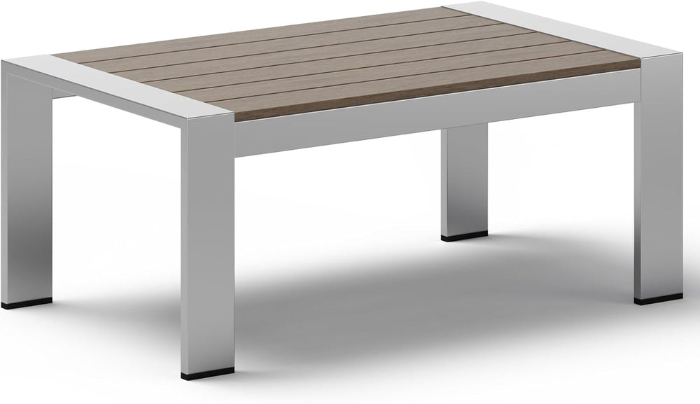 Outdoor Coffee Table, All-Weather Aluminum Patio Coffee Table with HDPS Table...