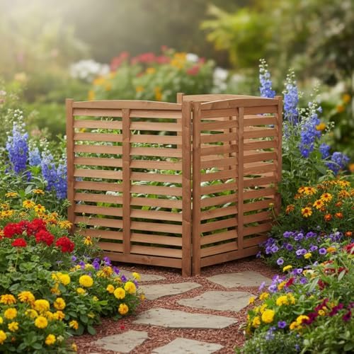 Knocbel Privacy Screen Solid Wood Decorative Fences Air Conditioner Fence Tra...