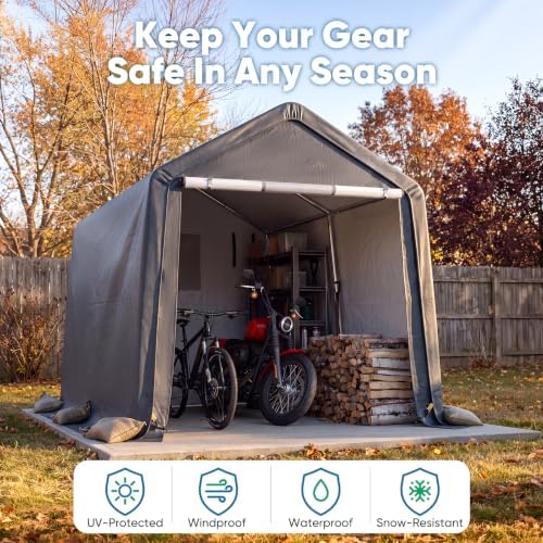 Quictent Heavy Duty 8x14FT Carport Storage Shelter with Roll-Up Door&Vents