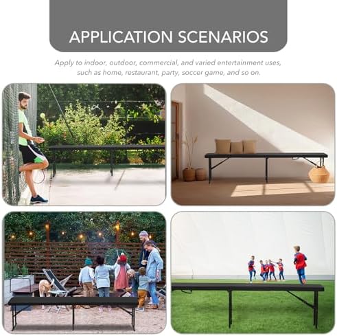 AJP Distributors 2 Pack 6 Foot Portable Plastic Folding Bench, Black