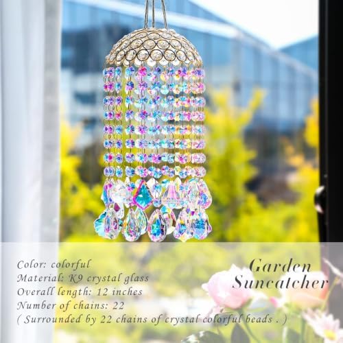 12.8'' Crystal Wind Chime Suncatchers Wind Chimes for Window Indoor O...
