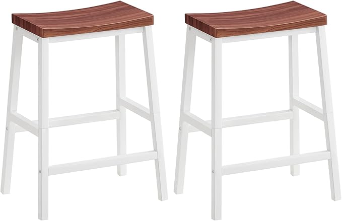 HOOBRO Bar Stools, Set of 2 Bar Chairs, 23.6 Inch Saddle Stools, Kitchen Coun...