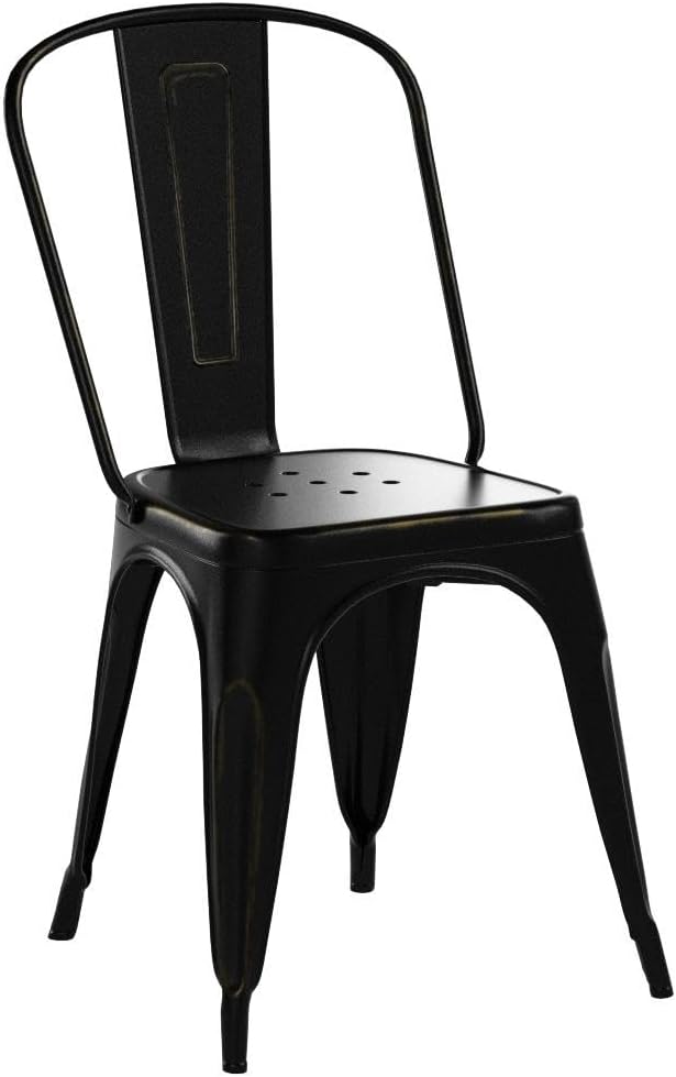 Furmax Metal Dining Chair Indoor Outdoor Use Stackable Chic Side Classic Trat...