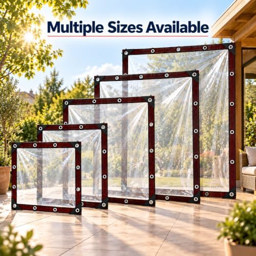 Surfstar Clear Tarp with Grommets 10x10 ft,10 Mil Waterproof Vinyl Tarp