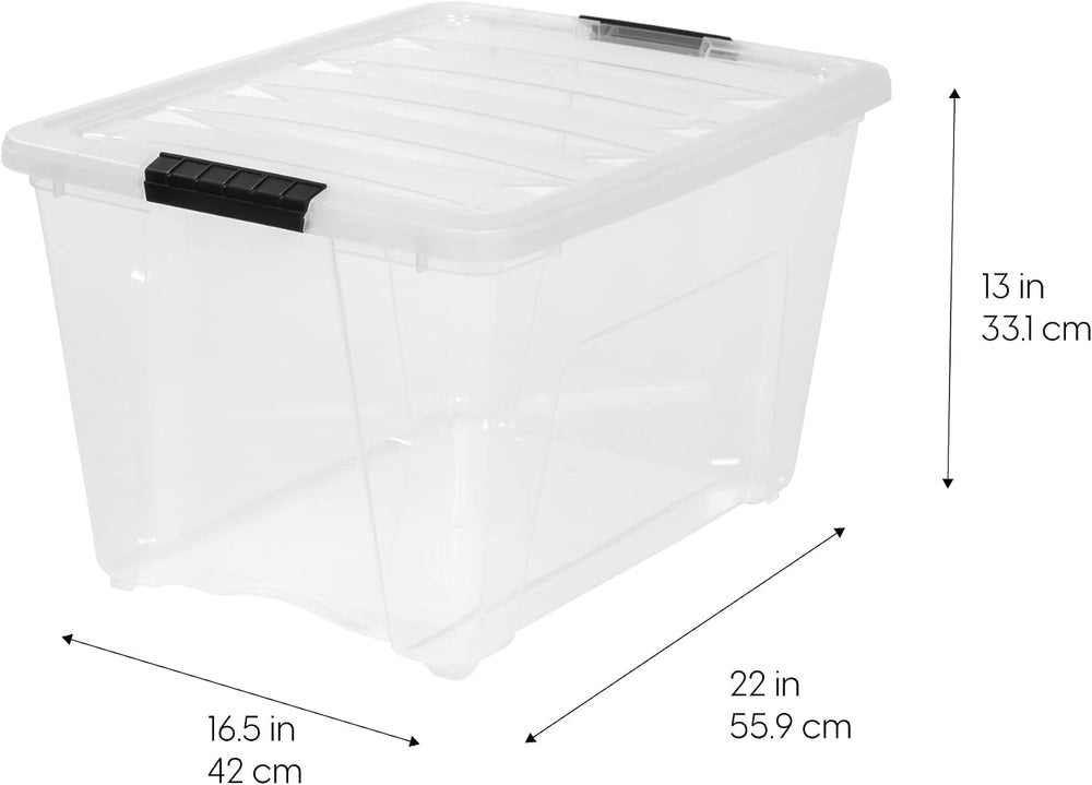 IRIS USA 4-Pack 54 Quart Storage Bins with Lids, Clear