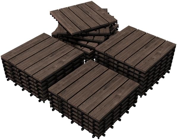 Yaheetech 27PCS Interlocking Deck Tiles Outdoor Patio Floor, Black