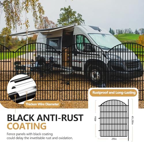 10 Panels Decorative Garden Fence, 40in (H) X 24ft (L) No Dig Dog Fences Outd...