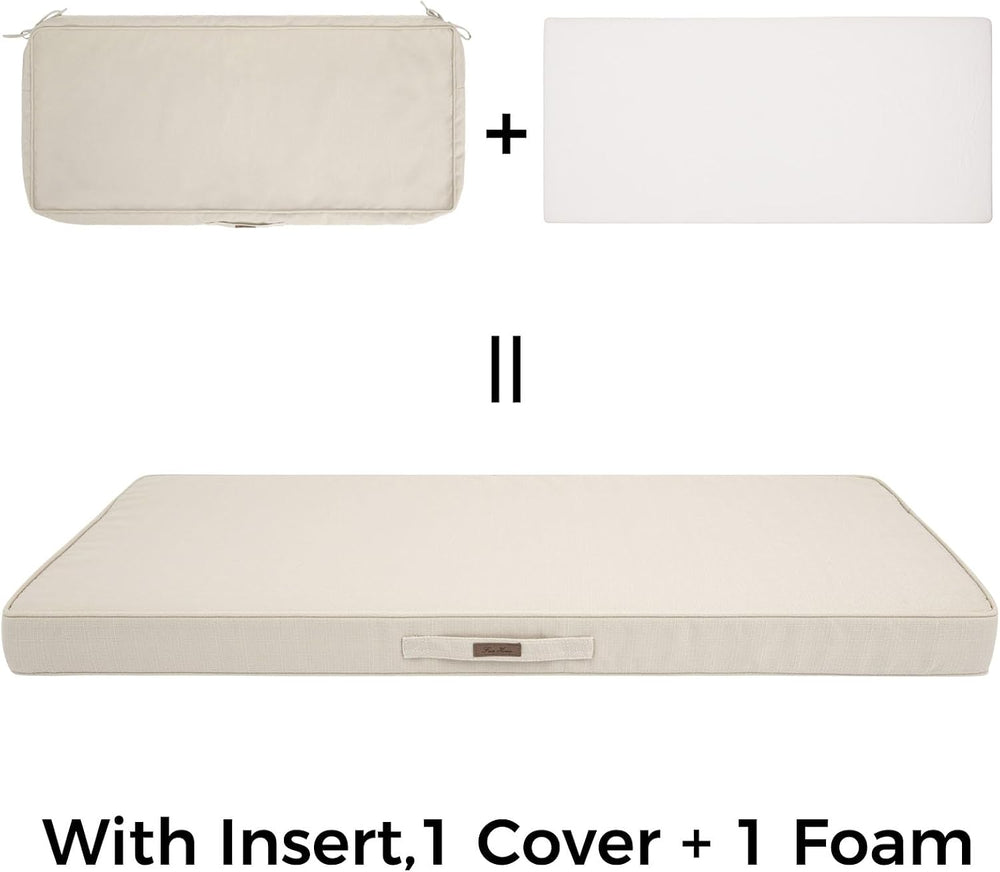 FUNHOME Outdoor Bench Cushion 42 x18 x3 Inch,Water Resistant Portable Settee ...