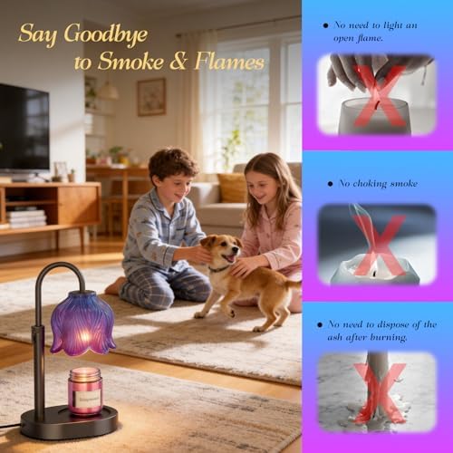 Flower Candle Warmer Lamp, Timer & 4-Level Dimmer, Adjustable Height | Fl...