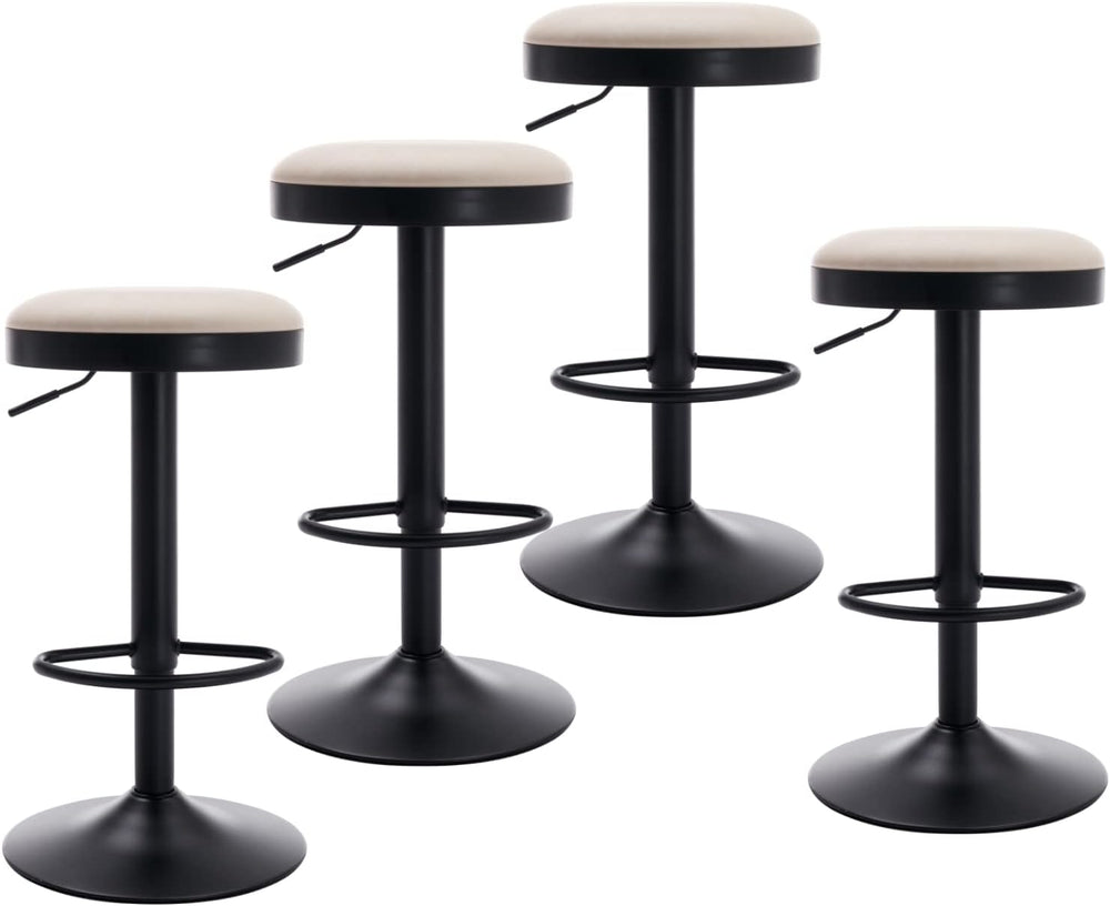 CIMOTA Swivel Round Bar Stools Set of 4 Backless Adjustable Counter Height Ba...