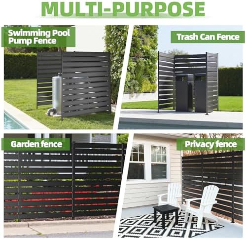 Privacy Fence Screen for AC & Trash, 63" H × 38" W Metal No-Dig...
