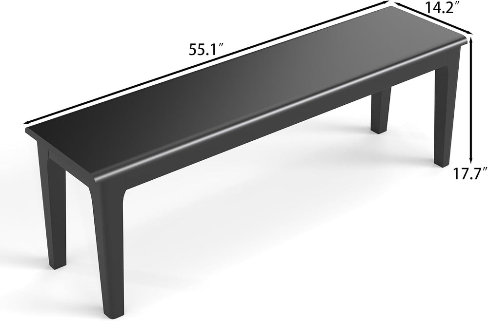 Dining Bench 55.1" Wood Solid Oak Wooden Bed End/Entryway Bench for Bedr...