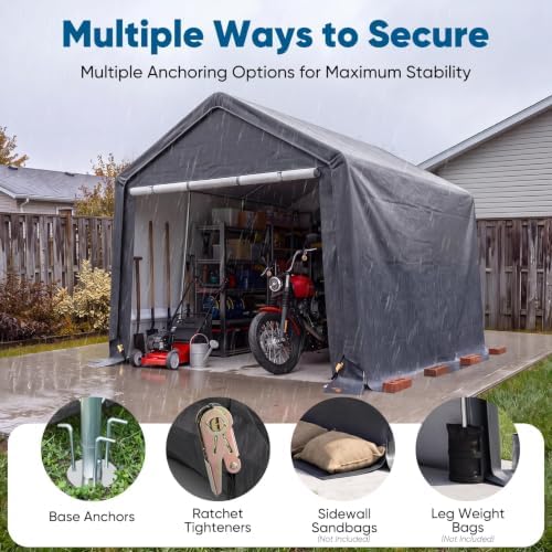 Quictent Heavy Duty 8x14FT Carport Storage Shelter with Roll-Up Door&Vents