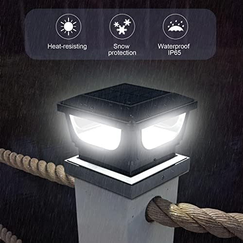 Solar Post Cap Lights for 3x3 Metal & 4x4 Vinyl/Wood Fence Posts, 6 Pack