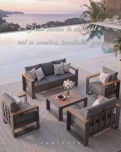 Oversized Aluminum Patio Furniture Set, 5 Pieces Luxury Outdoor Furniture Set...