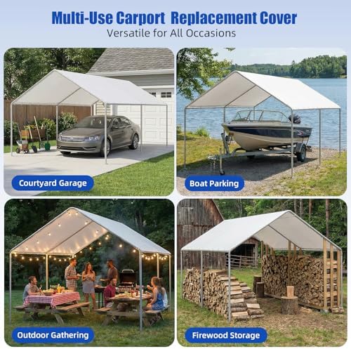 10x20FT Heavy Duty Carport Canopy Replacement Cover