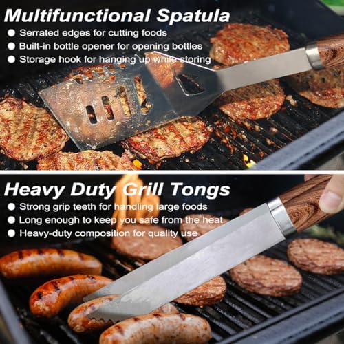 POLIGO 22PCS Heavy Duty BBQ Grill Accessories Set, Non-Slip Grill Tools for O...