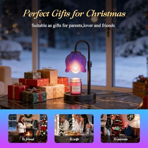 Flower Candle Warmer Lamp, Timer & 4-Level Dimmer, Adjustable Height | Fl...