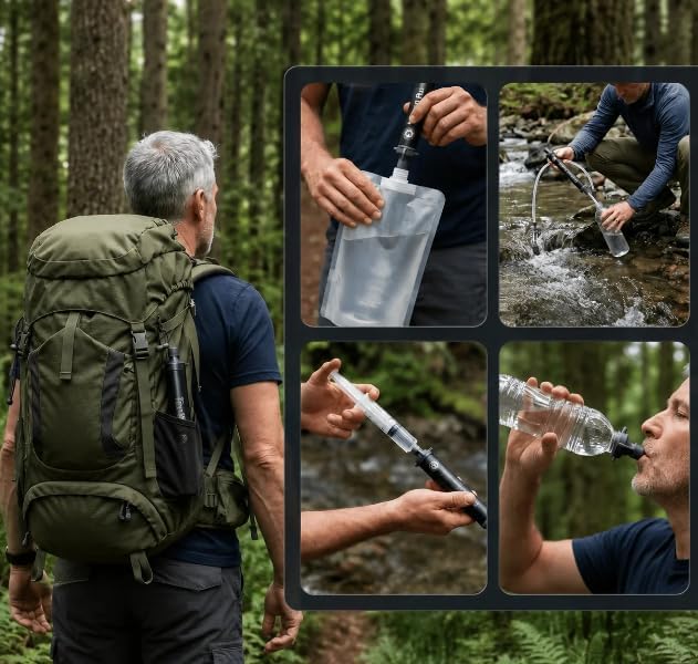 Tactical PureX Water Filter Straw, Portable Water Purifier