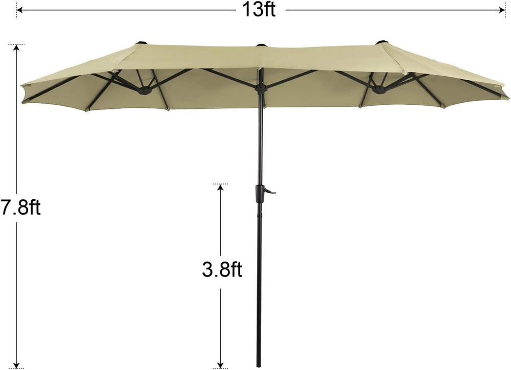PHI VILLA Outdoor Patio Dining Set with Umbrella for 6, Folding Chairs