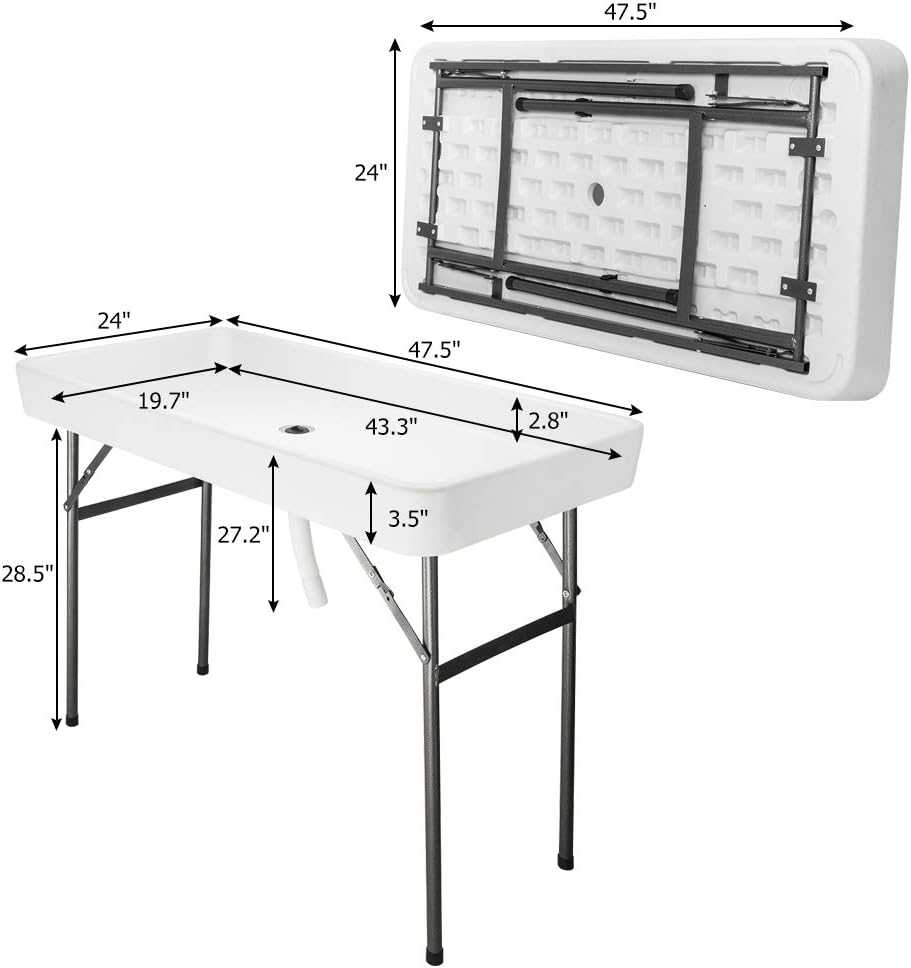 VINGLI 46" Extra Large Party Ice Cooler Folding Table, Portable Tailgate...